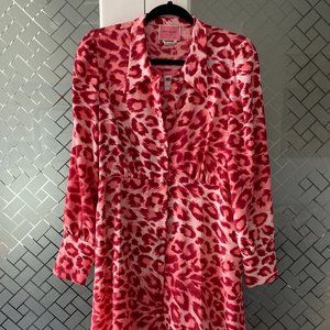 Kate Spade NY - Pink Leopard Print Shirt Dress